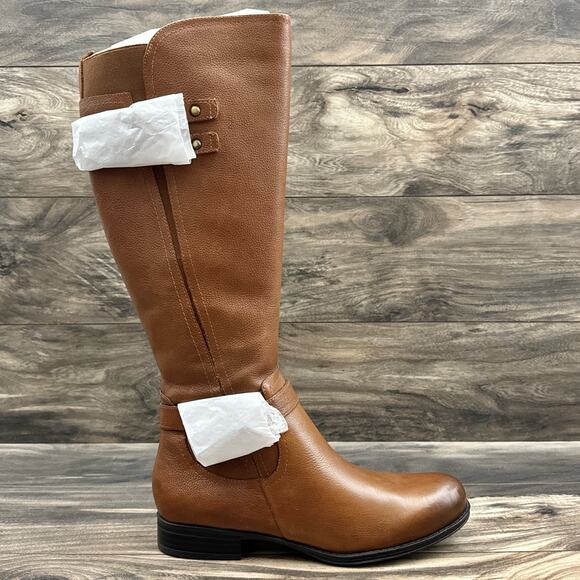 NIB Naturalizer 8M Jackie Leather Knee High Riding Boots Zip Buckle Cinnamon - Picture 9 of 15